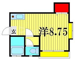 JR総武線 市川駅 徒歩7分の賃貸アパート 2階ワンルームの間取り