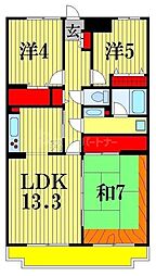 JR武蔵野線 船橋法典駅 徒歩13分の賃貸マンション 2階3LDKの間取り