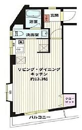 JR総武線 市川駅 徒歩5分の賃貸マンション 3階ワンルームの間取り