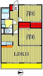 ガーデンアネックス 2階2LDKの間取り