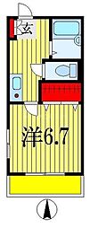 東京メトロ東西線 原木中山駅 徒歩8分の賃貸マンション 1階1Kの間取り