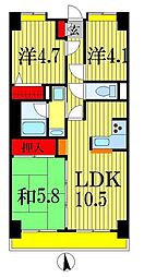 ライオンズマンション下総中山第3 3LDKの間取図画像