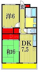 南八幡ガーデンビレッジ 2DKの間取図画像