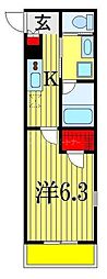 LAUREL西船橋 1Kの間取図画像