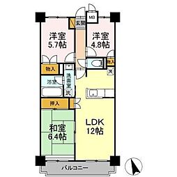 フジ・ヴェール毘沙門堂 3LDKの間取図画像