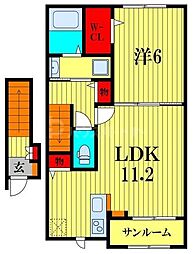 愛馬ハイム 1LDKの間取図画像