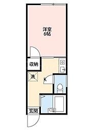 友愛ハイツ 1Kの間取図画像