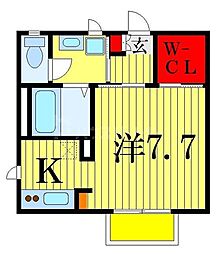 リバティーオーク 1Kの間取図画像