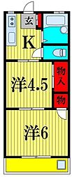 メゾン市川 2Kの間取図画像