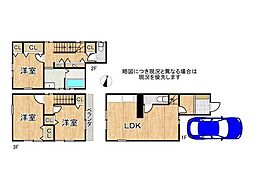 堺市西区上　中古一戸建て 3LDKの間取り