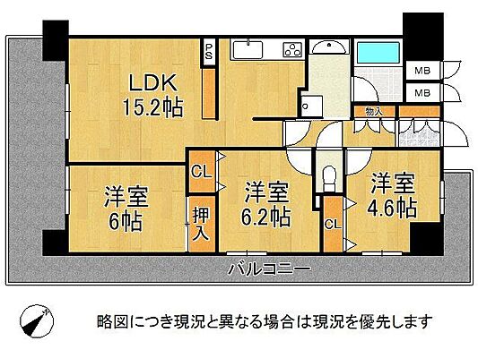 間取り クレール諏訪ノ森マリーニア　中古マンション 3階/-