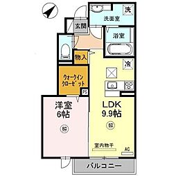 リヴェールフォスター 1LDKの間取図画像