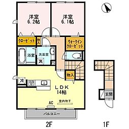 サニー・フィールド三木 2LDKの間取図画像