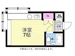 広島高速交通アストラムライン 牛田駅 徒歩31分の賃貸マンション 1階ワンルームの間取り