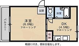 第2栗田ビル 1DKの間取図画像