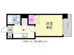JR山陽本線 向洋駅 徒歩16分の賃貸マンション 6階1Kの間取り