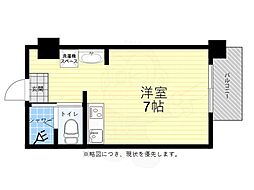 KENSEI9（旧第5山肩ビル） 4階ワンルームの間取り