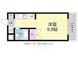 広島電鉄6系統 江波駅 徒歩13分の賃貸マンション 5階ワンルームの間取り