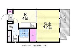 広島電鉄5系統 比治山下駅 徒歩16分の賃貸マンション 4階1DKの間取り