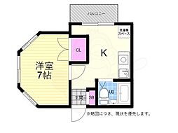 アンシャンテ住吉 1DKの間取図画像