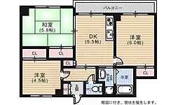 ルービンス観音2 3DKの間取図画像