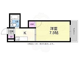 LS舟入本町 4階1Kの間取り