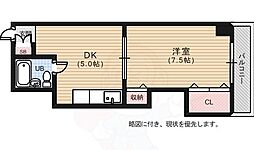 安本ビル 3階1DKの間取り