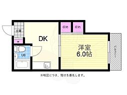 広島電鉄2系統 観音町駅 徒歩11分の賃貸マンション 3階1DKの間取り