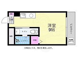広島電鉄9系統 白島駅 徒歩16分の賃貸マンション 4階ワンルームの間取り