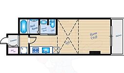 広島電鉄6系統 舟入本町駅 徒歩2分の賃貸マンション 2階ワンルームの間取り
