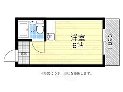 メゾン舟入 ワンルームの間取図画像