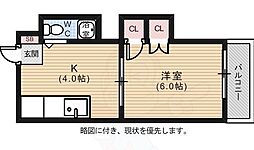 島津ビル 5階1Kの間取り