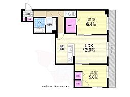 広島高速交通アストラムライン 牛田駅 徒歩9分の賃貸マンション 1階2LDKの間取り