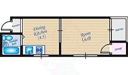 広島電鉄8系統 別院前駅 徒歩6分の賃貸マンション 3階1DKの間取り