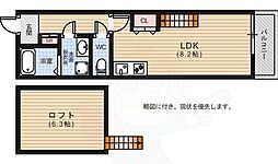 広島電鉄6系統 江波駅 徒歩7分の賃貸アパート 2階ワンルームの間取り
