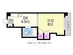 JR山陽本線 横川駅 徒歩9分の賃貸マンション 4階1DKの間取り