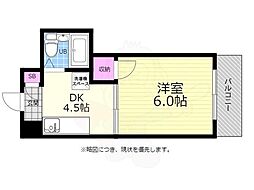 広島電鉄6系統 舟入町駅 徒歩8分の賃貸マンション 4階1DKの間取り