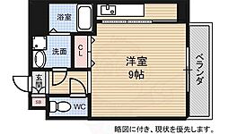 広島電鉄2系統 稲荷町駅 徒歩5分の賃貸マンション 11階ワンルームの間取り