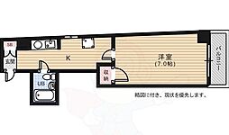 広島電鉄1系統 鷹野橋駅 徒歩2分の賃貸マンション 4階1Kの間取り