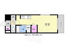 広島電鉄1系統 市役所前駅 徒歩9分の賃貸マンション 6階ワンルームの間取り