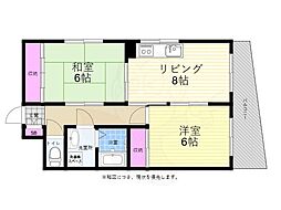 エトワール観音 5階2LDKの間取り