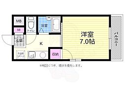 広島電鉄2系統 銀山町駅 徒歩5分の賃貸マンション 4階1Kの間取り