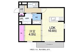 広島電鉄6系統 江波駅 徒歩9分の賃貸アパート 3階1LDKの間取り