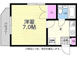 フジカハウス 3階1Kの間取り