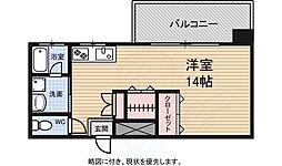 ハレルSA1ビル 4階ワンルームの間取り