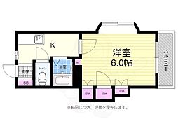 広島高速交通アストラムライン 牛田駅 徒歩19分の賃貸マンション 2階1Kの間取り