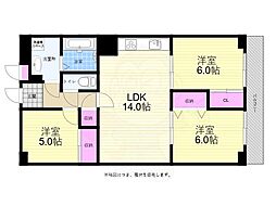 ビアビアンカマツヲ 9階3LDKの間取り