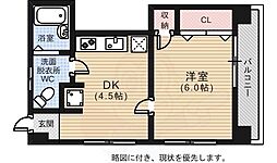 JR山陽本線 新白島駅 徒歩3分の賃貸マンション 3階1Kの間取り