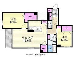 広島電鉄9系統 白島駅 徒歩14分の賃貸マンション 3階2LDKの間取り