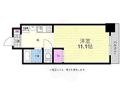 広島電鉄1系統 中電前駅 徒歩3分の賃貸マンション 8階1Kの間取り